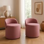 Kit 2 Puff Encosto Suede Redondo Sala Banco Orgânico Quarto R