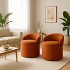 Kit 2 Puff Encosto Suede Redondo Sala Banco Orgânico Quarto T