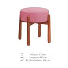 Kit 2 Puff Luxo Decorativo Tecido Suede Rosa E Pés Madeira