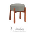 Kit 2 Puff Luxo Decorativo Tecido Veludo Cinza E Pés Madeira