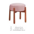 Kit 2 Puff Luxo Decorativo Tecido Veludo Rosê E Pés Madeira