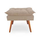 Kit 2 Puff Opala Luxo Com Pés Estilo Retrô - Bege Claro