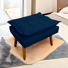 Kit 2 Puff Opala Retangular Para Sala E Quarto Suede Azul- Jy