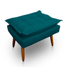 Kit 2 Puff Opala Retangular Para Sala E Quarto Suede Azul Tur