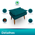 Kit 2 Puff Opala Retangular Para Sala E Quarto Suede Azul Tur