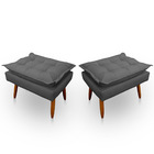 Kit 2 Puff Opala Retangular Para Sala E Quarto Suede - Jylcro