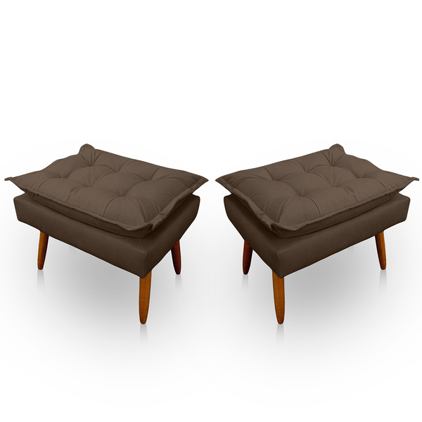 Kit 2 Puff Opala Retangular Para Sala E Quarto Suede - Jylcro