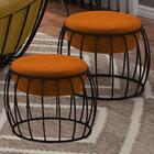 Kit 2 Puff Puf Decorativo Base Metal Wasse Veludo Moll