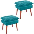 Kit 2 Puff Puf Opall Pes Palito 55x40cm Suede Azul MPassos