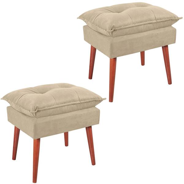 Kit 2 Puff Puf Opall Pes Palito 55x40cm Suede Bege Mpassos