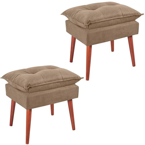 Kit 2 Puff Puf Opall Pes Palito 55x40cm Suede Marrom Claro Mp