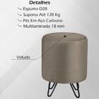 Kit 2 Puff Puf Para Sala Base Aço Preto P05 Veludo Dmobiliario