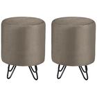 Kit 2 Puff Puf Para Sala Base Aço Preto P05 Veludo Dmobiliario