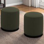 Kit 2 Puff Puf Para Sala Base Metal Preto Saien Linho Peer