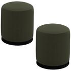 Kit 2 Puff Puf Para Sala Base Metal Preto Saien Linho Peer