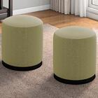 Kit 2 Puff Puf Para Sala Base Metal Preto Saien Linho Peer