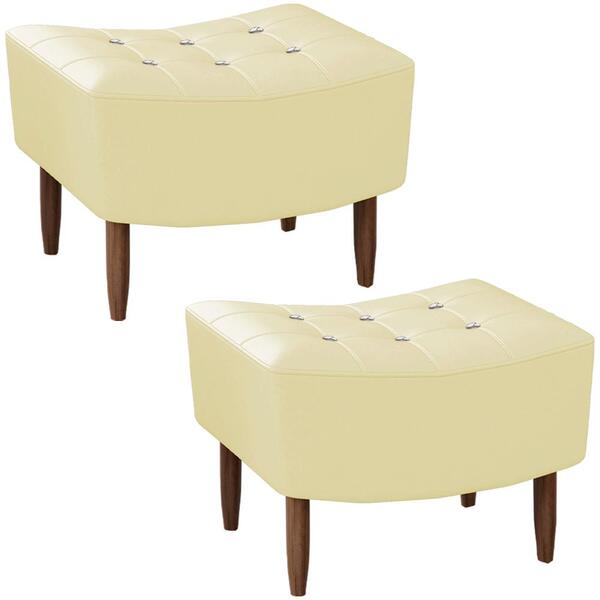 Kit 2 Puff Puf Para Sala Pes Madeira Synd Corano Peer