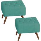 Kit 2 Puff Puf Para Sala Pes Madeira Trit Veludo Peer