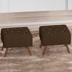 Kit 2 Puff Puf Para Sala Pes Madeira Trit Veludo Peer