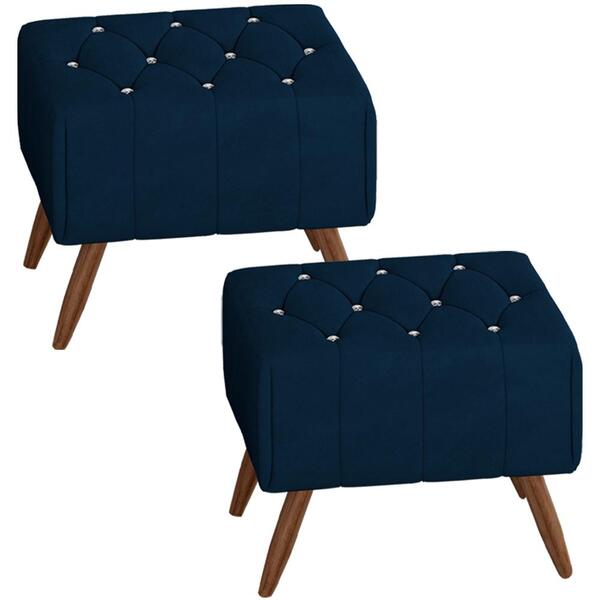 Kit 2 Puff Puf Para Sala Pes Madeira Trit Veludo Peer