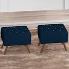 Kit 2 Puff Puf Para Sala Pes Madeira Trit Veludo Peer