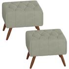 Kit 2 Puff Puf Para Sala Pes Madeira Trit Veludo Peer