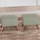 Kit 2 Puff Puf Para Sala Pes Madeira Trit Veludo Peer