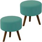 Kit 2 Puff Puf Para Sala Pes Palito Small Veludo Peer