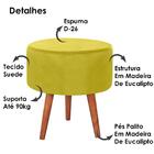 Kit 2 Puff Puf Redondo Pes Palito 44x40cm Suede Marrom Claro