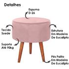 Kit 2 Puff Puf Redondo Pes Palito 44x40cm Suede Marrom Claro