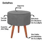 Kit 2 Puff Puf Redondo Pes Palito 44x40cm Suede Marrom Claro