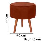 Kit 2 Puff Puf Redondo Pes Palito 44x40cm Suede Marrom Claro