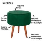 Kit 2 Puff Puf Redondo Pes Palito 44x40cm Suede Marrom Claro