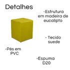 Kit 2 Puff Quadrado Decorativo Suede Amarelo