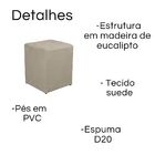 Kit 2 Puff Quadrado Decorativo Suede Bege