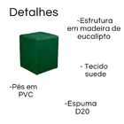 Kit 2 Puff Quadrado Decorativo Suede Verde Escuro