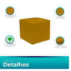 Kit 2 Puff Quadrado Para Sala E Quarto Suede Amarelo - Jylcrom