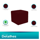 Kit 2 Puff Quadrado Para Sala E Quarto Suede - Jylcrom - Bordo