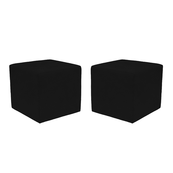 Kit 2 Puff Quadrado Para Sala E Quarto Suede - Jylcrom - Preto