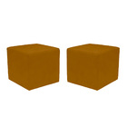 Kit 2 Puff Quadrado Para Sala E Quarto Suede Mostarda  - Jylc