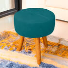 Kit 2 Puff Redondo Com Babado Para Sala E Quarto Veludo Azul