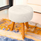 Kit 2 Puff Redondo Com Babado Para Sala E Quarto Veludo Bege-