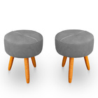 Kit 2 Puff Redondo Com Babado Para Sala E Quarto Veludo - Jyl