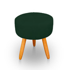 Kit 2 Puff Redondo Com Babado Para Sala E Quarto Veludo Verde