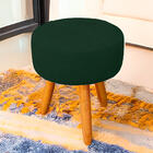 Kit 2 Puff Redondo Com Babado Para Sala E Quarto Veludo Verde