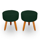 Kit 2 Puff Redondo Com Botonê Para Sala E Quarto Veludo - Jyl