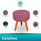 Kit 2 Puff Redondo Com Botonê Para Sala E Quarto Veludo Rose-