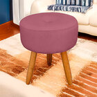 Kit 2 Puff Redondo Com Botonê Para Sala E Quarto Veludo Rose-