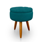 Kit 2 Puff Redondo Com Captonê Para Sala E Quarto Veludo Azul