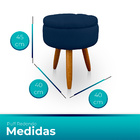 Kit 2 Puff Redondo Com Captonê Para Sala E Quarto Veludo Azul